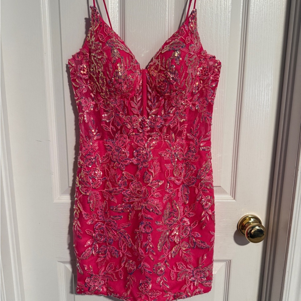 Camilla Pink Floral Embellished Mini Dress